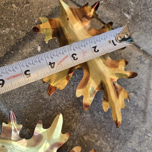 Vtg Brass Oak Leaf Leaves Metal Wall/ Shelf Decor Interior. Lot of 3. Retro - Picture 4 of 7